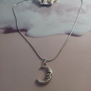 NWT HANDMADE HALF MOON NECKLACE & EARRING SET